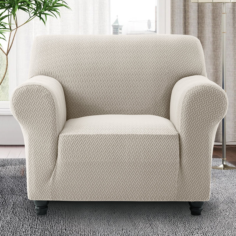 Spandax Sofa Cover Quilted Anti-Slip Couch Protector with Adjustable Strap, 165 X 179cm (1 Seater), Beige