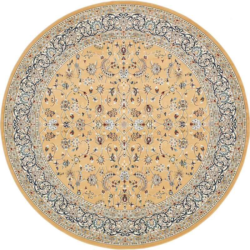 Tapis oriental Jackson / ivoire / bleu Jackson, Tan, Round 5'1"