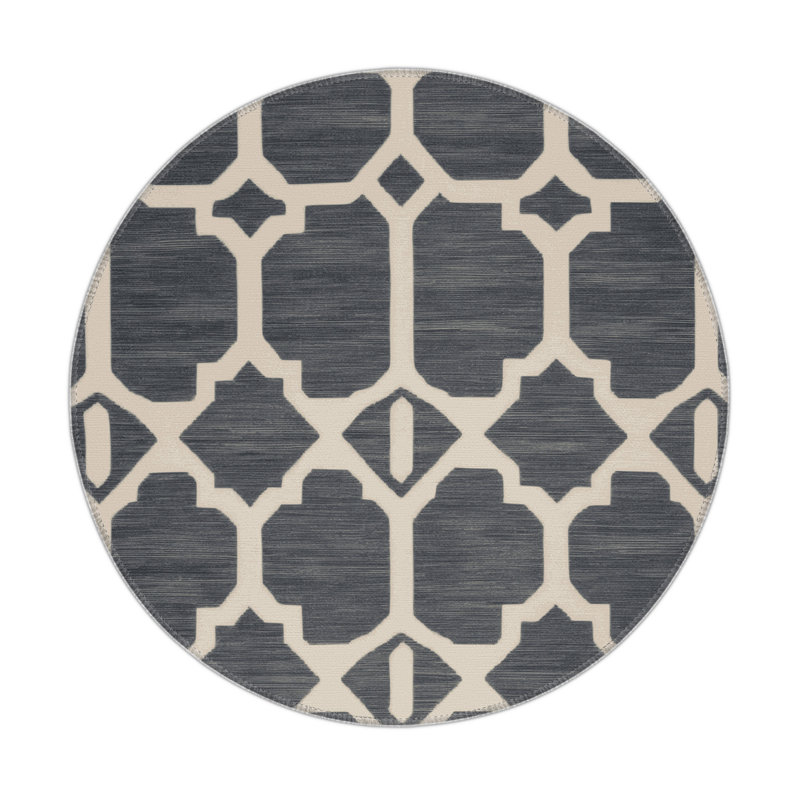Tapis gris intérieur et extérieur Trellis, Rond 5 pi