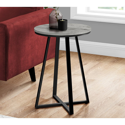 Table d'appoint, côté, rond, bout, table de chevet, lampe, stratifié gris, métal noir, contemporain, moderne