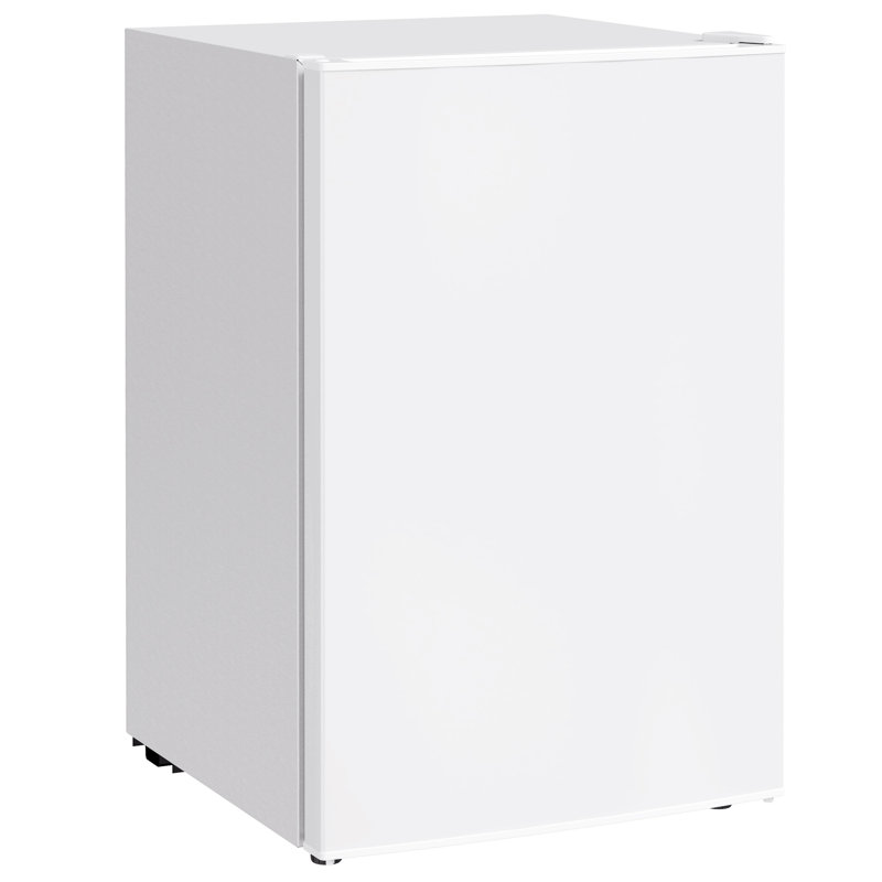 4.5 Cu Ft Mini Fridge with Freezer, Wheels, Refrigerator, White