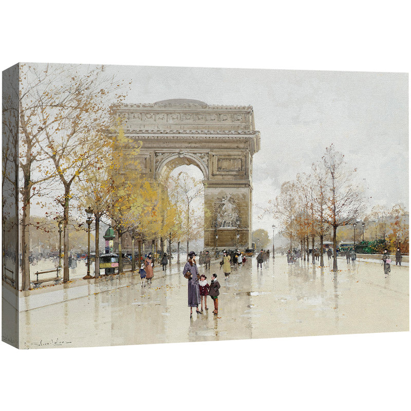 «Paris Rain de Triomphe», art de jour, images de salon, impression sur toile encadrée, impression numérique., Toile tendue