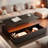 Modern Rectangular Coffee Table With Led Lights, 2 Drawers And Open Storage Shelf-769219624