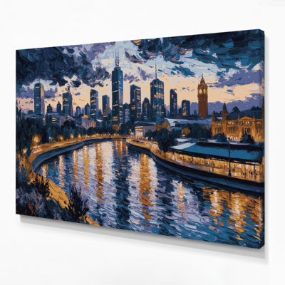Cities Melbourne Australia Gray Canvas Wall Art