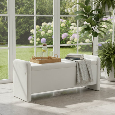 Corduroy, Storage Footstool, Cushioned Design, Multi-Purpose For Living Room, Bedroom, Bed Foot, Or Entrance.