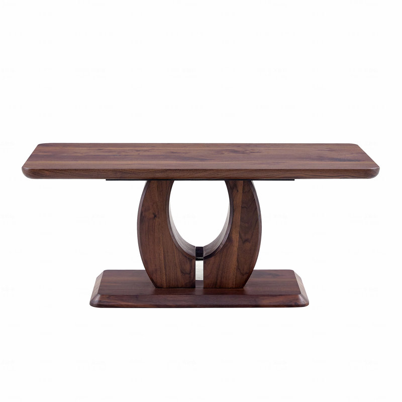 Modern Minimalist Walnut Dark Brown Texture Sticker-Patterned MDF Rectangular Coffee Table.