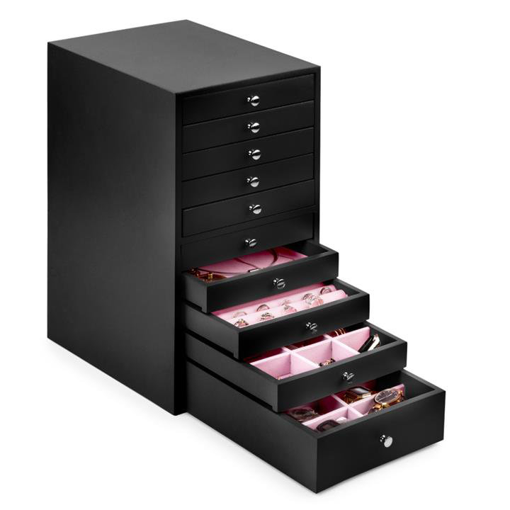 Jewellery Box + Drawers, Black