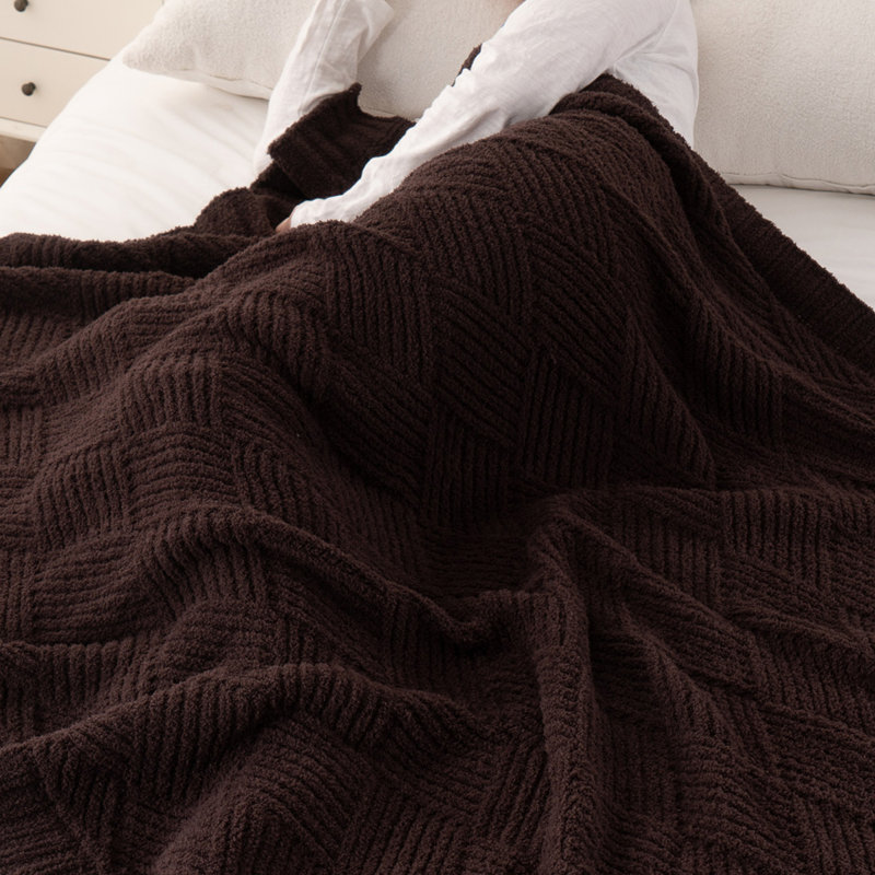 Soft Textured Plush Blanket,50"X60", Brown