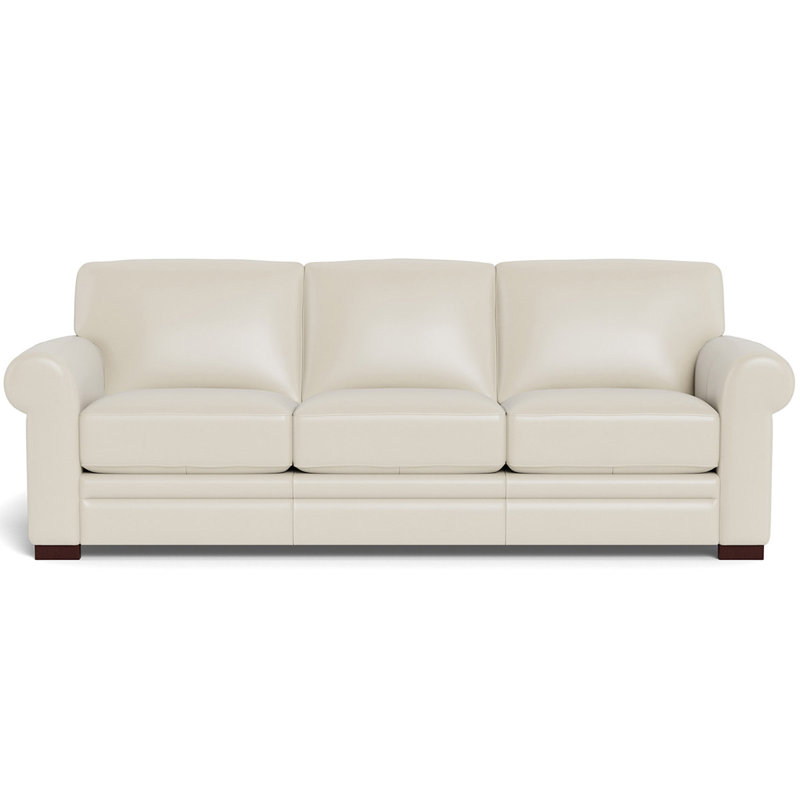 Brookfield 95 Wide Genuine Leather Rolled Arm Sofa, Vanilla
