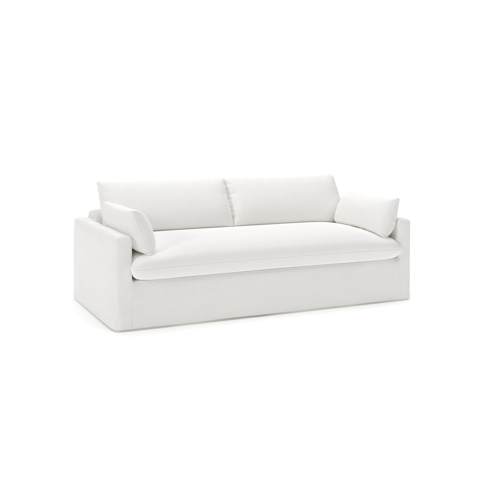 Luna Slipcovered Queen Sleeper Sofa, Drusky Moonglow Sustain® Basketweave