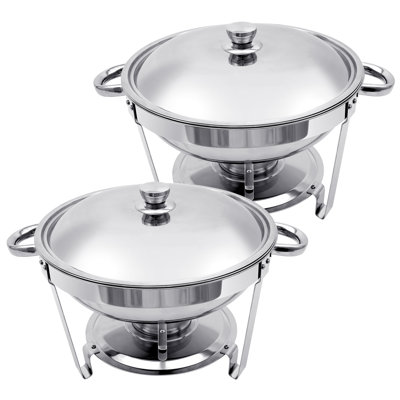 BAOKALER Stainless Steel 5 Quarts Round Chafing Dish (Set of 2)