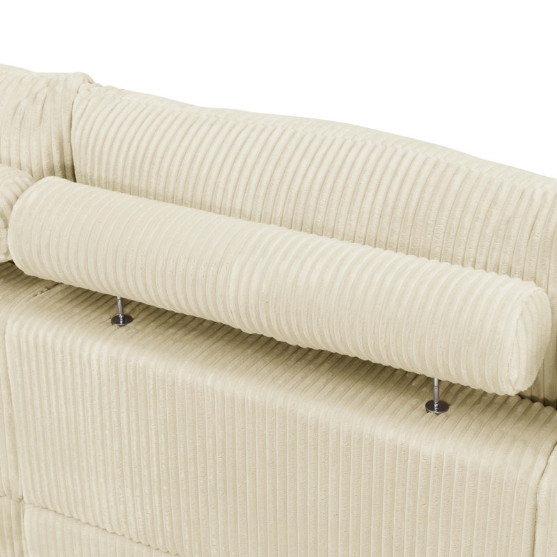 Braedon Modular Corduroy Sectional, Beige Corduroy