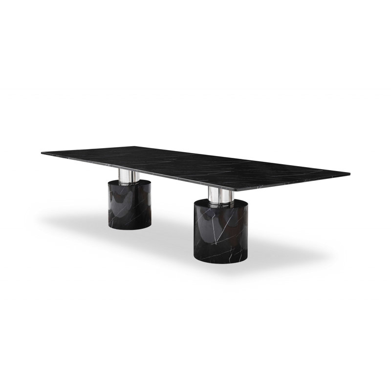 Table de salle à manger Safeya, Noir, Noir/chrome, H 30 po x l 120 po x P 48 po