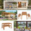 Ensemble de salle à manger 3 pièces en bois d'acacia naturel pour l'extérieur et l'intérieur