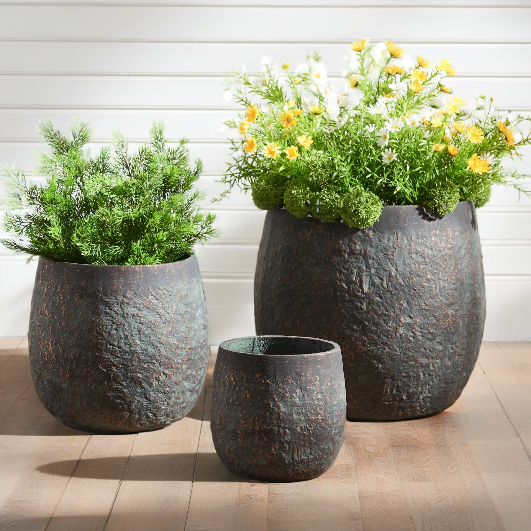 Gracie Oaks Weathered Concrete Tall Planter & Reviews | Wayfair