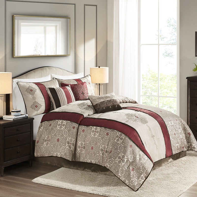 Édredon rouge - Housse pour lit très grand lit 7 pièces Luxury Touch