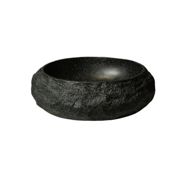 Irregular Oval 18'' Resin Bathroom Sink With Stone Pattern, Dark Gray, Artistic Design, Thinner & , 3 Personalized Color Options, No Faucet, Drain Stopper Without Overflow Hole Gray Material, Faucet