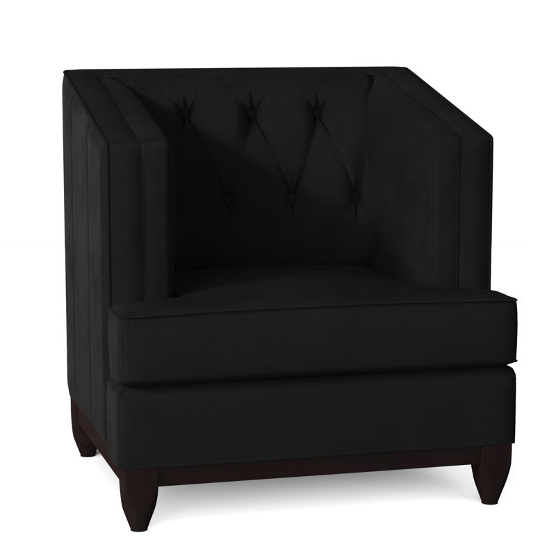 Ali Tufted Armchair, Bella Black Performance Velvet