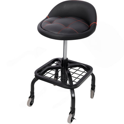 Siège de magasin à roulettes rembourré avec roulettes, tabouret de mécanicien à hauteur ajustable pour garage, atelier, maison