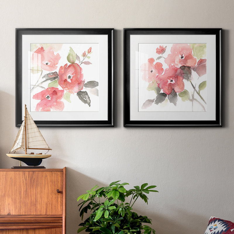 Coral Blush I - ensemble de 2 reproductions de cadres photo, Noir, H 26,5 po x l 53 po x P 1,5 po