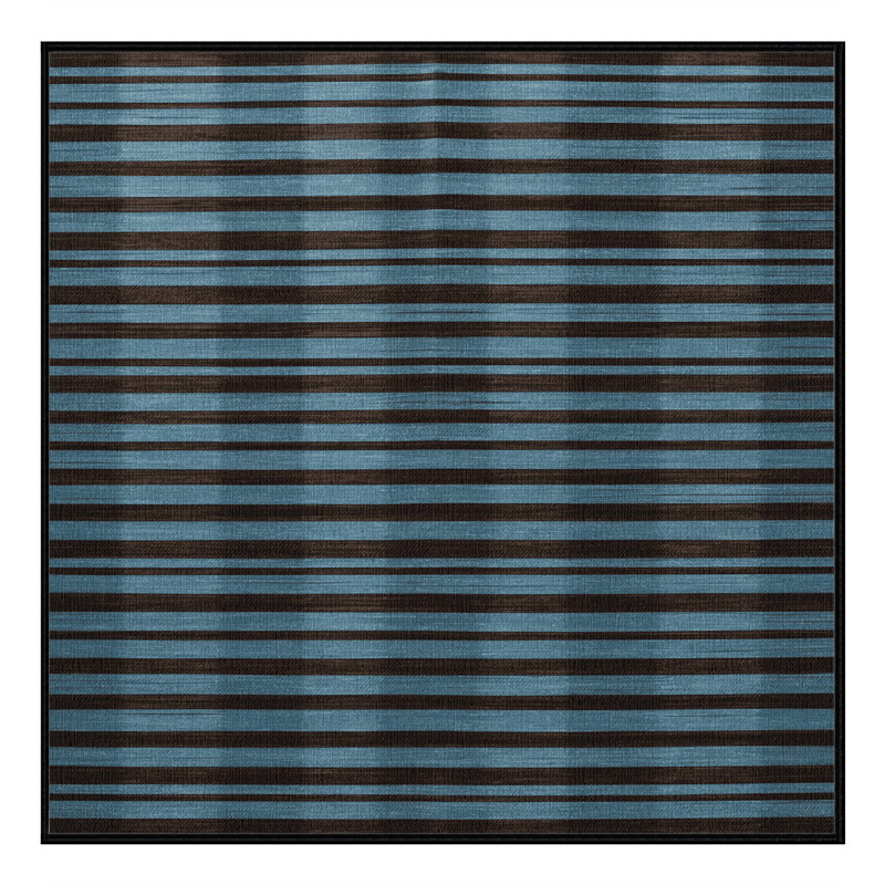 Tapis brun à rayures horizontales lavable à la machine, Carré 4 pi