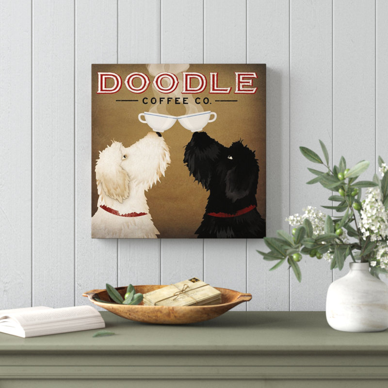 «Doodle Coffee Double IV» par Ryan Fowler - impression d'art graphique, H 16 po x l 16 po x P 1,5 po, Toile tendue