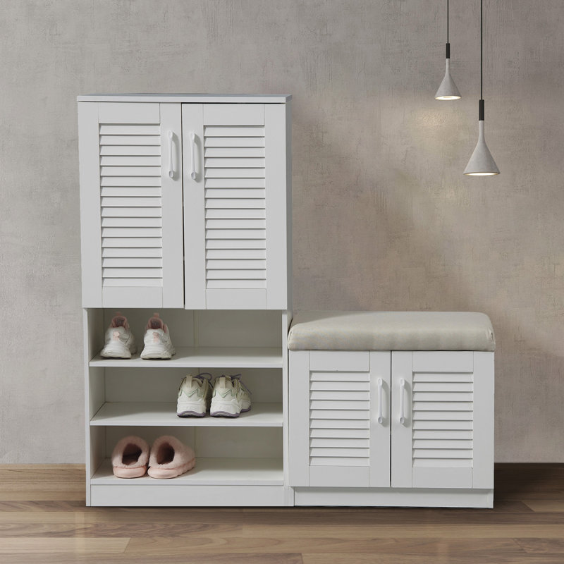 Multi Functional Shoe Storage Cabinet With Bench, White