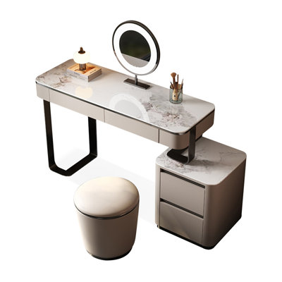 Makeup Vanity with Light mirror,4 drawers,1 chair