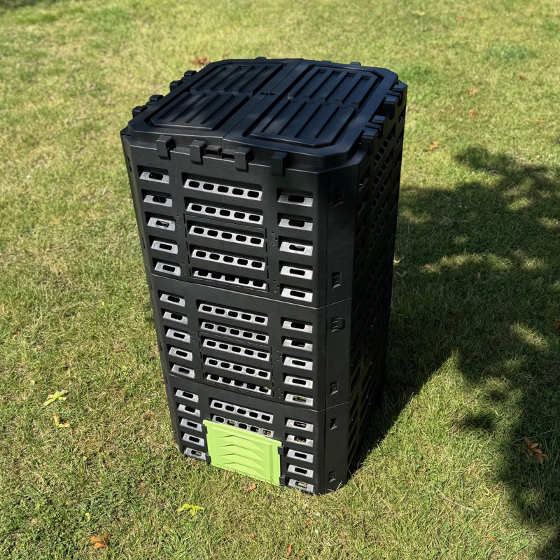 Polyethylene Plastic Outdoor Stationary Composter with Latching Lid