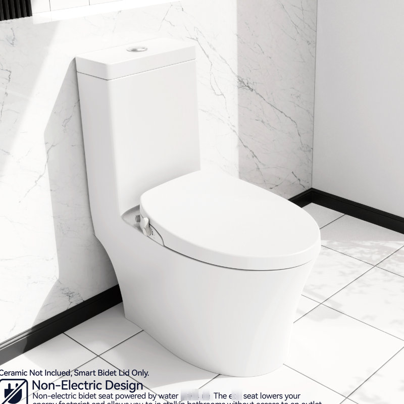 Non-Electric Bidet Toilet - Hygienic Design, Easy To Use Smart Seat Water Temperature Control, Germ- Cover