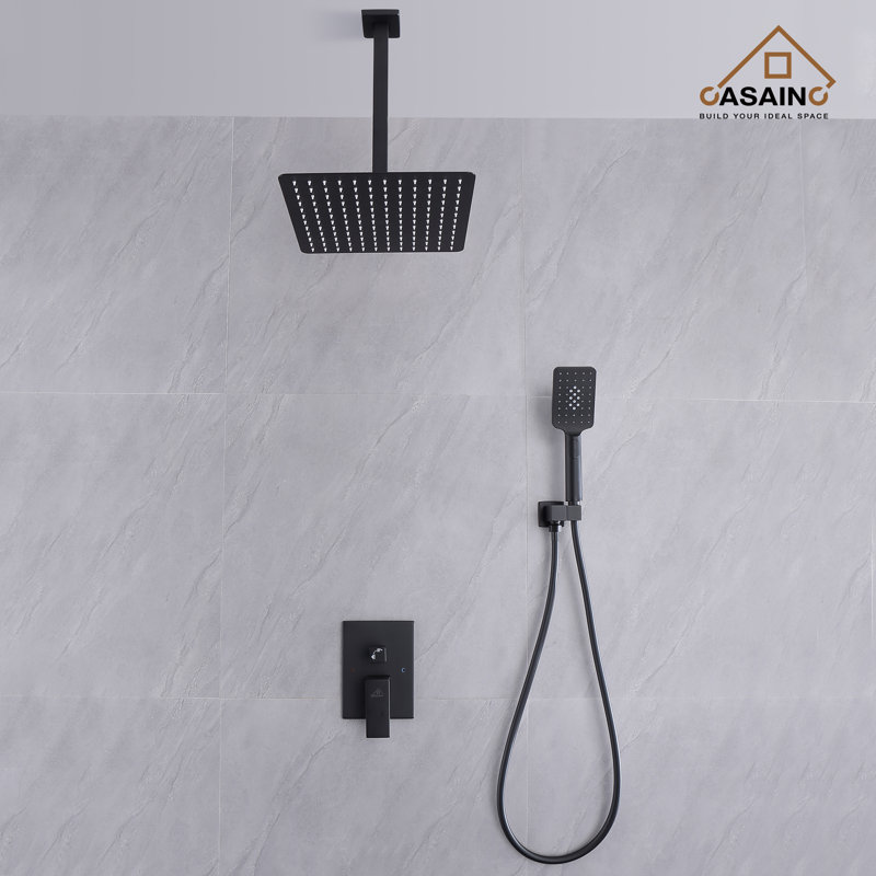 Robinet de douche à haute pression avec valve brute, Noir mat