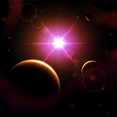 Soleil et planète par Losw - reproduction sur toile tendue