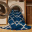Machine Washable Trellis Blue Area Rug