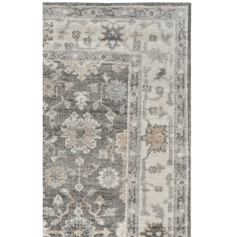Tapis gris anthracite / ivoire noué à la main Yanis, Rectangle 8 pi x 10 pi