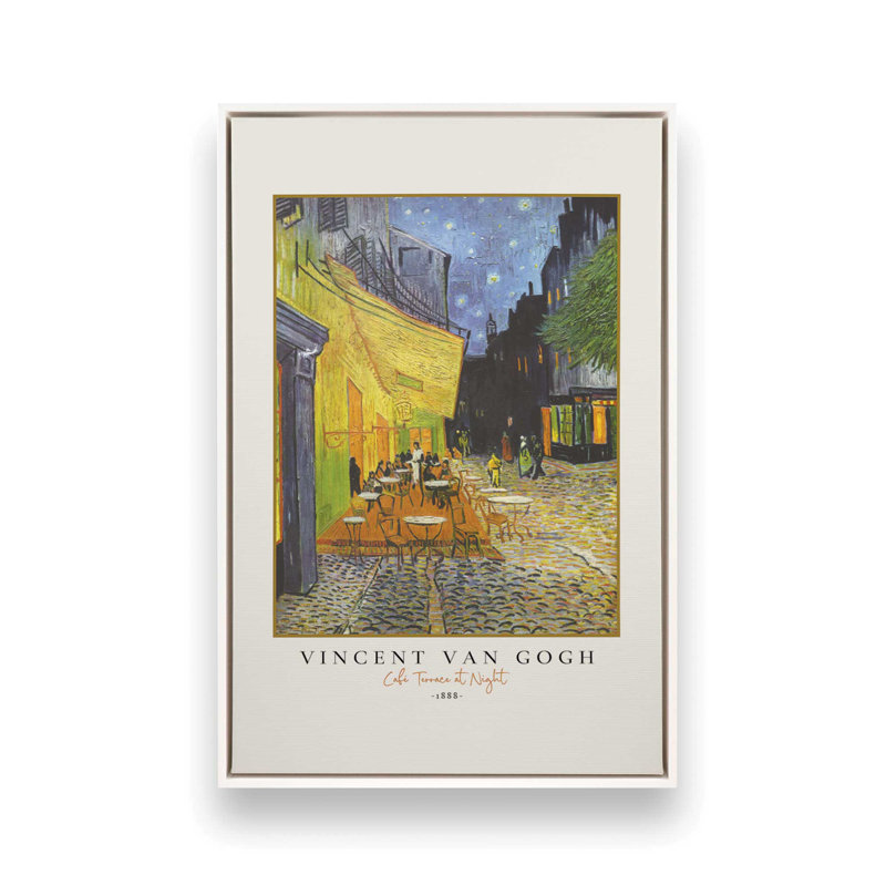 «Van Terrace» par Van Gogh, impression sur toile dans un cadre, H 12,75 po x l 8,75 po, Cadre flottant blanc opaque