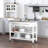 Kitchen Island with Stainless Steel Top, Open Shelves, Drawers, Gray