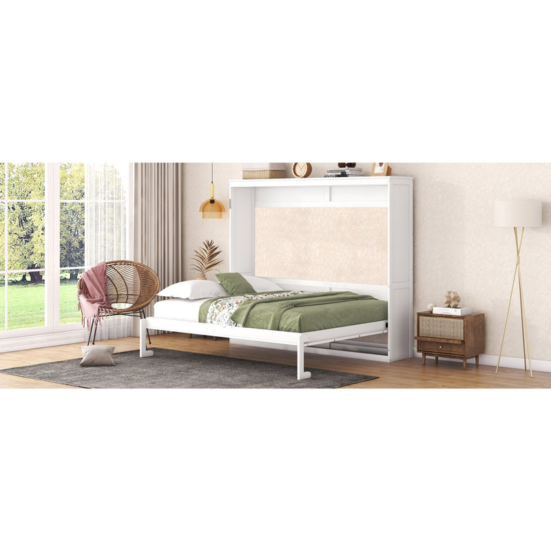 Grand lit escamotable mural blanc, Blanc, Grand lit