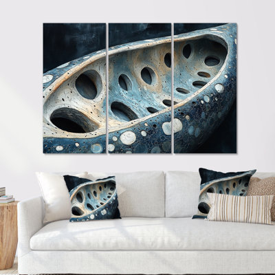 Art inuit canadien Canoe in Blue & White Tones II - ensemble d'art mural d'art inuit canadien