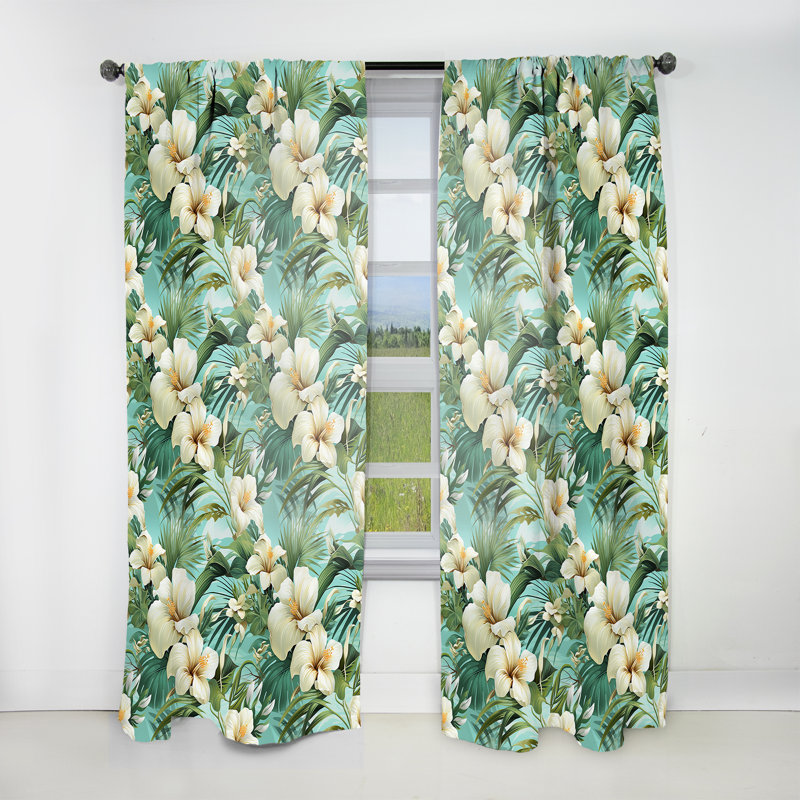 Seafoam Serenity - motif tropical I - rideau en velours tropical - obscurcissant - 1 panneau, L 52 po x L 108 po