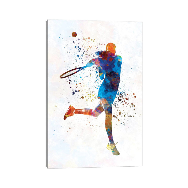 Woman Tennis Player 03 by Paul Rommer - Painting on Canvas, Wrapped Canvas, 66.04 cm H x 45.72 cm W x 1.91 cm D