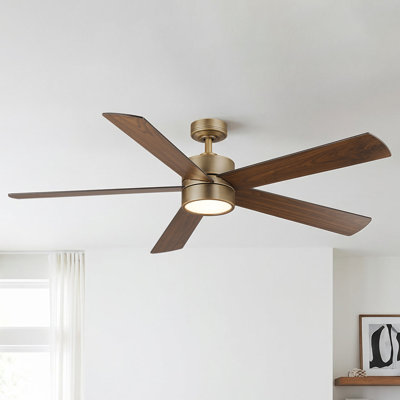 60" Antique Brass Ceiling Fan With 3CCT LED Lights And Remote Control