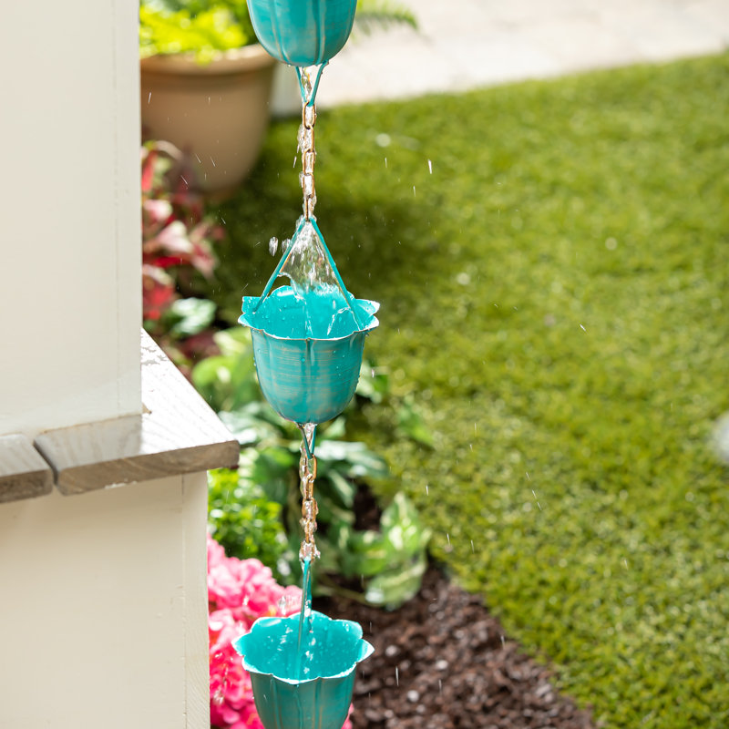 Hulse 72" Blue Flower Cup Rain Chain