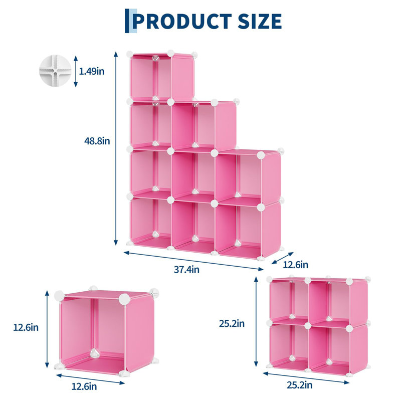 Organisateur de cubes de rangement bricolage modulaire, Rose