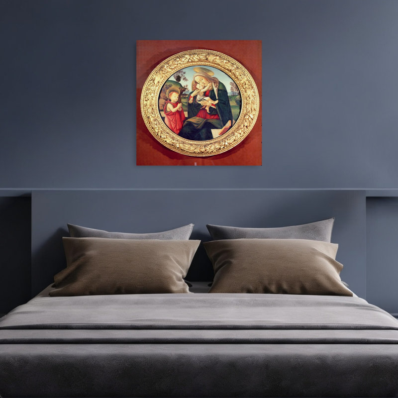 Vierge à l'Enfant avec Jean-Baptiste - Tableau abstrait contemporain représentant un paysage arboré, H 36 po x l 36 po