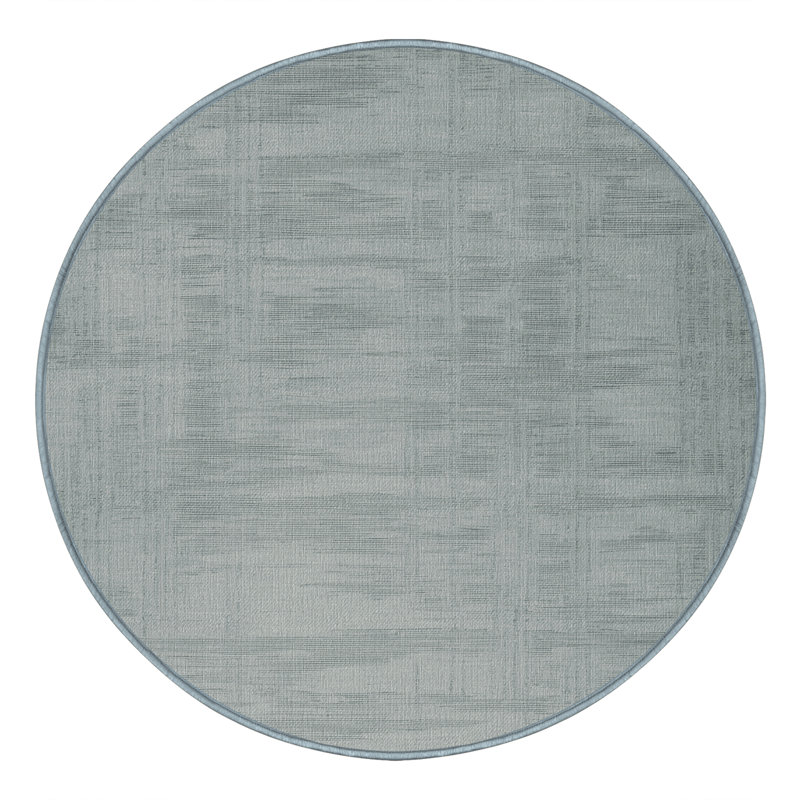 Machine Washable Abstract Blue Area Rug, Round 4'
