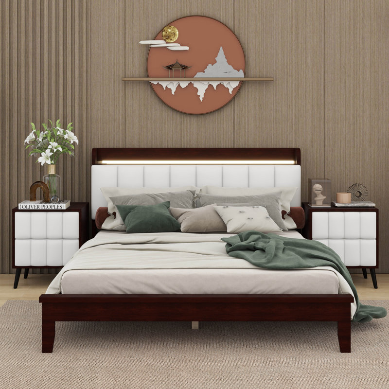 Keonnie Piece Bedroom Set, Walnut/Beige