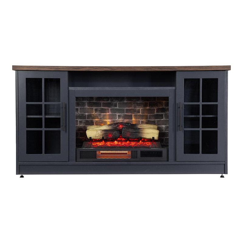 Dalton Dark Painted Wood TV Stand with Electric Fireplace