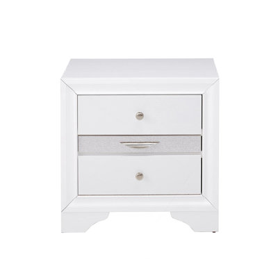 2 Drawers And 1 Jewelry Drawer Nightstand, White