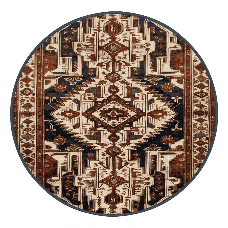 Machine Washable Persian Brown Area Rug, Round 3'