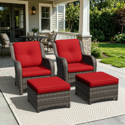 Netta 4-Piece Rattan Outdoor Seating Group with Cushions